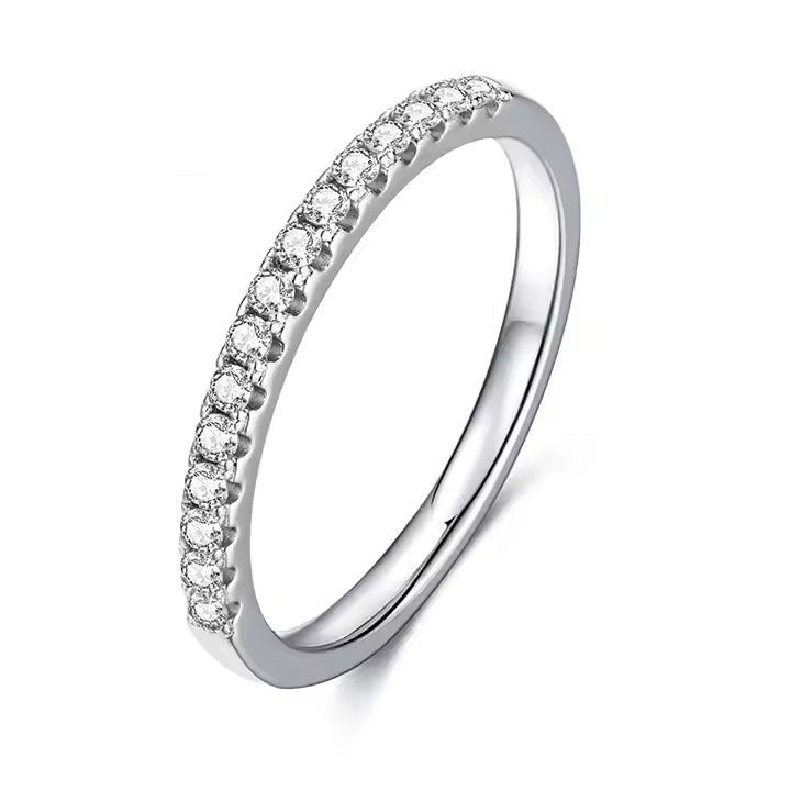 Moissanite 925 Sterling Silver 15pcs Stones Ring