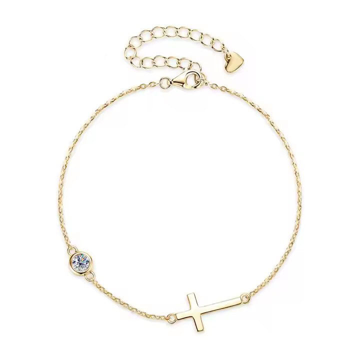 Moissanite Vintage Cross Chain Bracelet