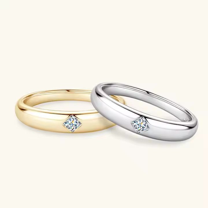 18k Gold Plated 925 Sterling Silver Princess Cut Square Moissanite Halo Ring