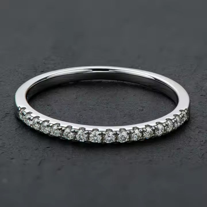 Moissanite 925 Sterling Silver 15pcs Stones Ring