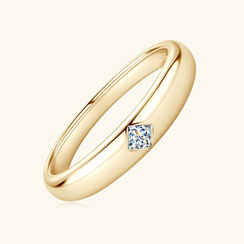 18k Gold Plated 925 Sterling Silver Princess Cut Square Moissanite Halo Ring