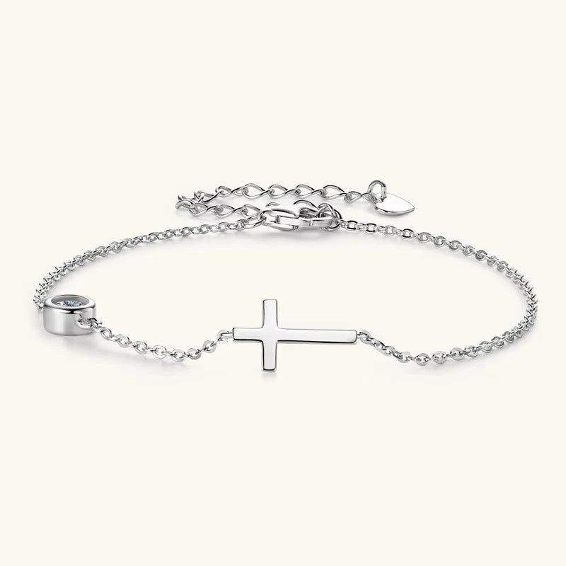 Moissanite Vintage Cross Chain Bracelet