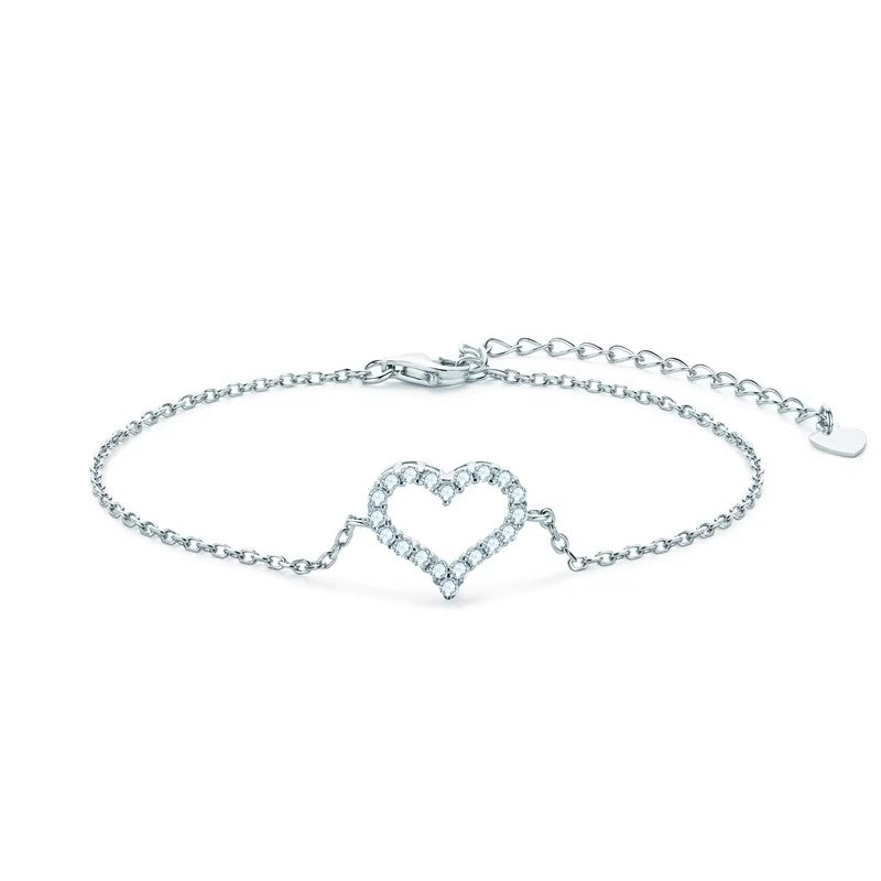 Moissanite S925 Sterling Silver Heart Shape Bracelet