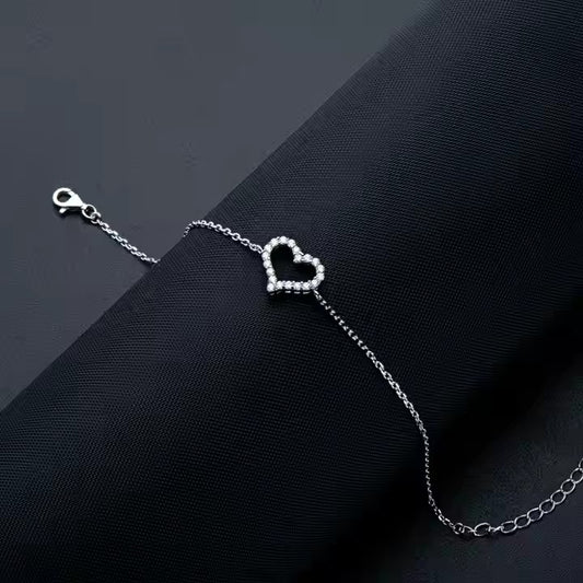 Moissanite S925 Sterling Silver Heart Shape Bracelet