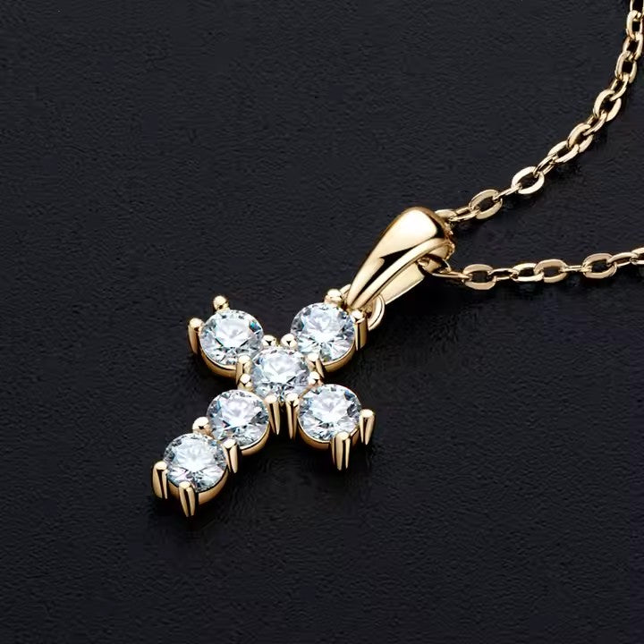 Moissanite 925 Silver Cross Necklace