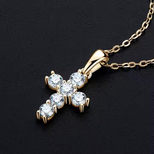 Moissanite 925 Silver Cross Necklace