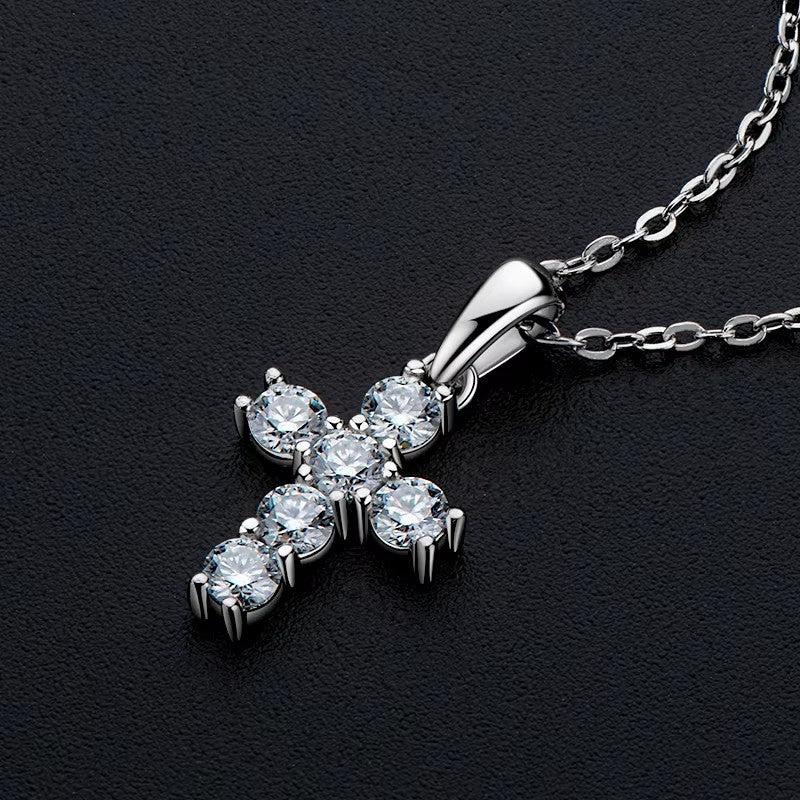 Moissanite 925 Silver Cross Necklace