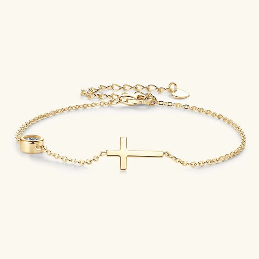 Moissanite Vintage Cross Chain Bracelet