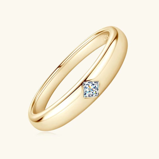 18k Gold Plated 925 Sterling Silver Princess Cut Square Moissanite Halo Ring