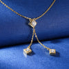 Double Chain Square Tassel Moissanite Necklace