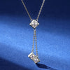 Double Chain Square Tassel Moissanite Necklace