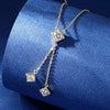 Double Chain Square Tassel Moissanite Necklace