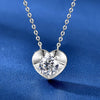 Solitaire Heart-shaped Round Moissanite   Necklace