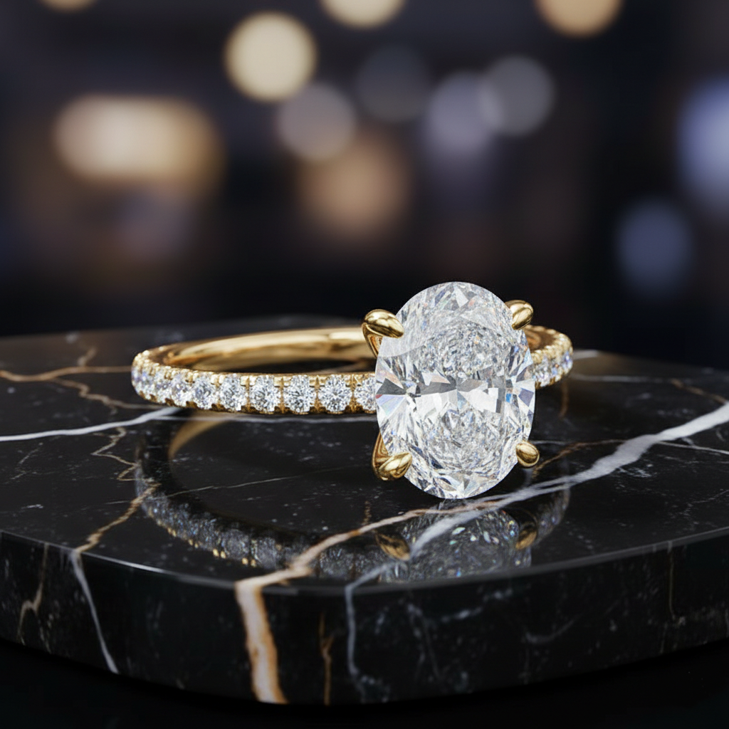 Lumière - Oval Cut 3-Carat Moissanite Engagement Ring